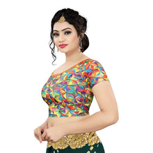 Load image into Gallery viewer, Fabulous Round Neck Digital Printed Stretchable Readymade Blouse For Women