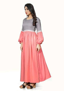Stylish Cotton Solid Round Neck Long Gown For Women