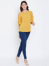 Load image into Gallery viewer, Elegant Mustard Viscose Rayon Solid Tops For Women