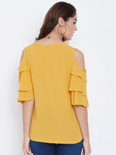 Load image into Gallery viewer, Elegant Mustard Viscose Rayon Solid Tops For Women
