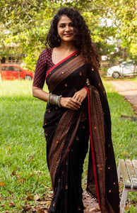 Trendy Jute Cotton Printed Mirror Work Saree With Blouse Piece