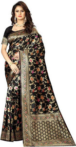 Stylish Black Banarasi Silk Saree