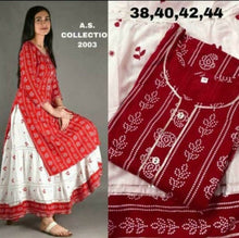 Load image into Gallery viewer, Alluring Red Rayon Printed Kurta with Skirt Set For Women
