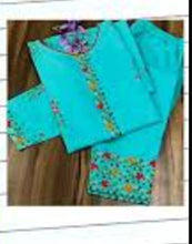 Load image into Gallery viewer, Fashion Sky Blue Printed and Embroidered Cotton Kurta With Pant