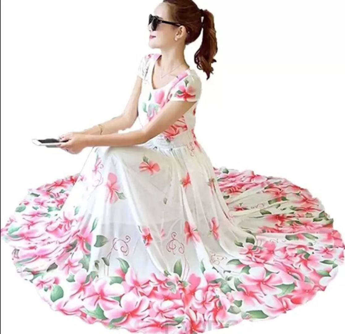 Stylish Faux Georgette Floral Printed Gown For Women