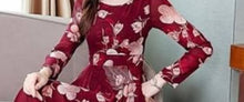 Load image into Gallery viewer, Maroon Floral Print With Full Sleeve Dress