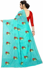Load image into Gallery viewer, Trendy Chanderi Cotton Floral Embroidered Saree With Contrast Blouse Piece