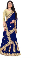 Load image into Gallery viewer, Attractive Georgette Embroidered Saree with Blouse piece