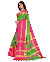 Load image into Gallery viewer, RAINBOW Hathi Jacquard Border Cotton Silk Saree with Blouse Piece