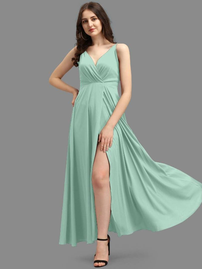 Trendy Attractive Crepe Stitched Front Slit Ethnic Gown