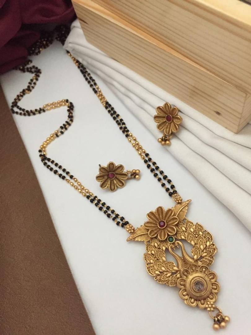 copper gold plated Mangalsutra with earring for women