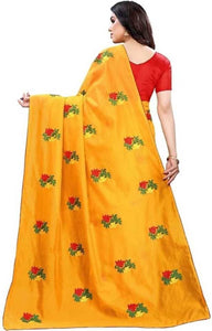 Stylish Chanderi Cotton Embroidered Saree With Blouse Piece