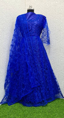 Attractive Net Embroidered Semi-Stitched Gown