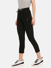 Load image into Gallery viewer, Elegant Black Cotton Self Pattern Track Pant For Women