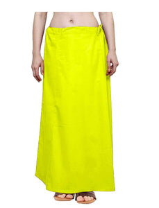 Elegant Yellow Cotton Solid Saree Inskirt Petticoats For Women