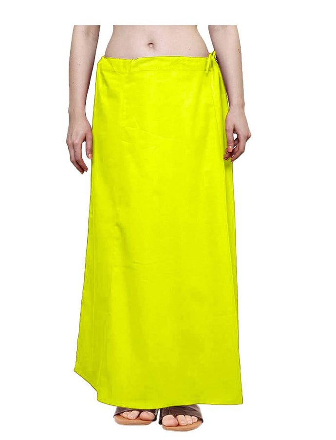 Elegant Yellow Cotton Solid Saree Inskirt Petticoats For Women