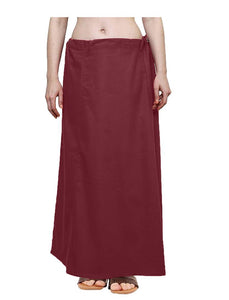Elegant Maroon Cotton Solid Saree Inskirt Petticoats For Women