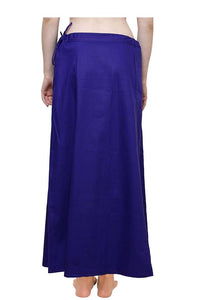 Elegant Blue Cotton Solid Saree Inskirt Petticoats For Women