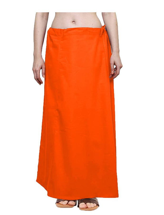 Elegant Orange Cotton Solid Saree Inskirt Petticoats For Women