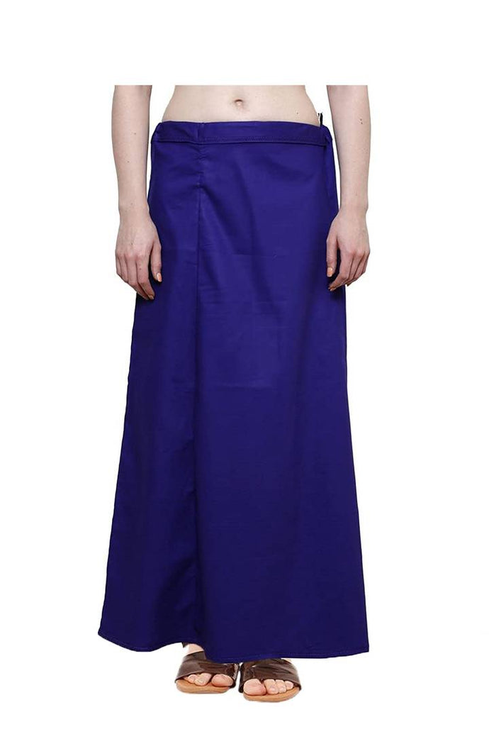 Elegant Blue Cotton Solid Saree Inskirt Petticoats For Women
