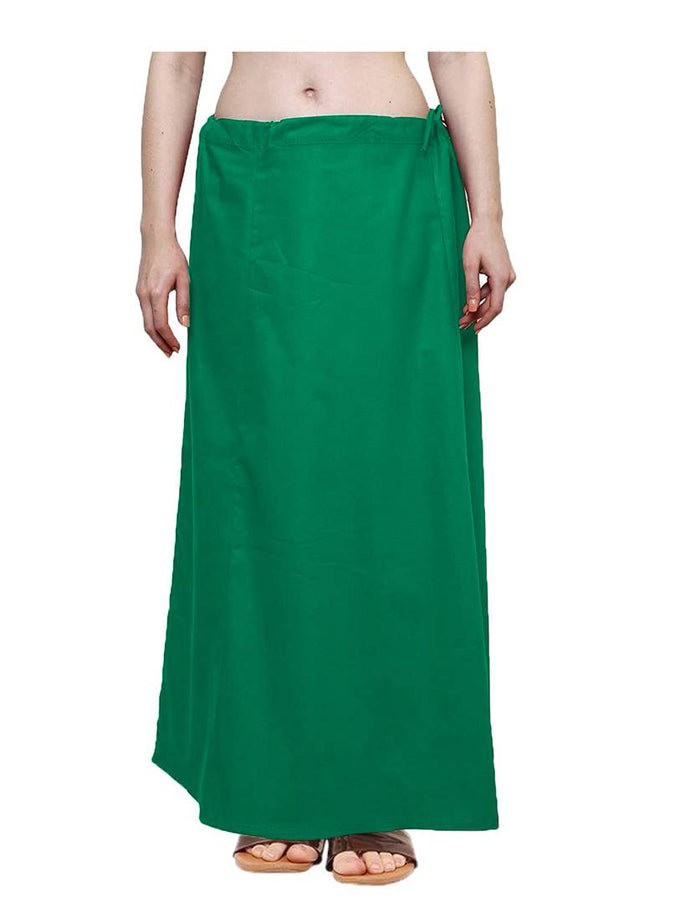 Elegant Green Cotton Solid Saree Inskirt Petticoats For Women