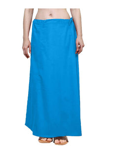 Elegant Turquoise Cotton Solid Saree Inskirt Petticoats For Women