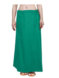 Elegant Green Cotton Solid Saree Inskirt Petticoats For Women