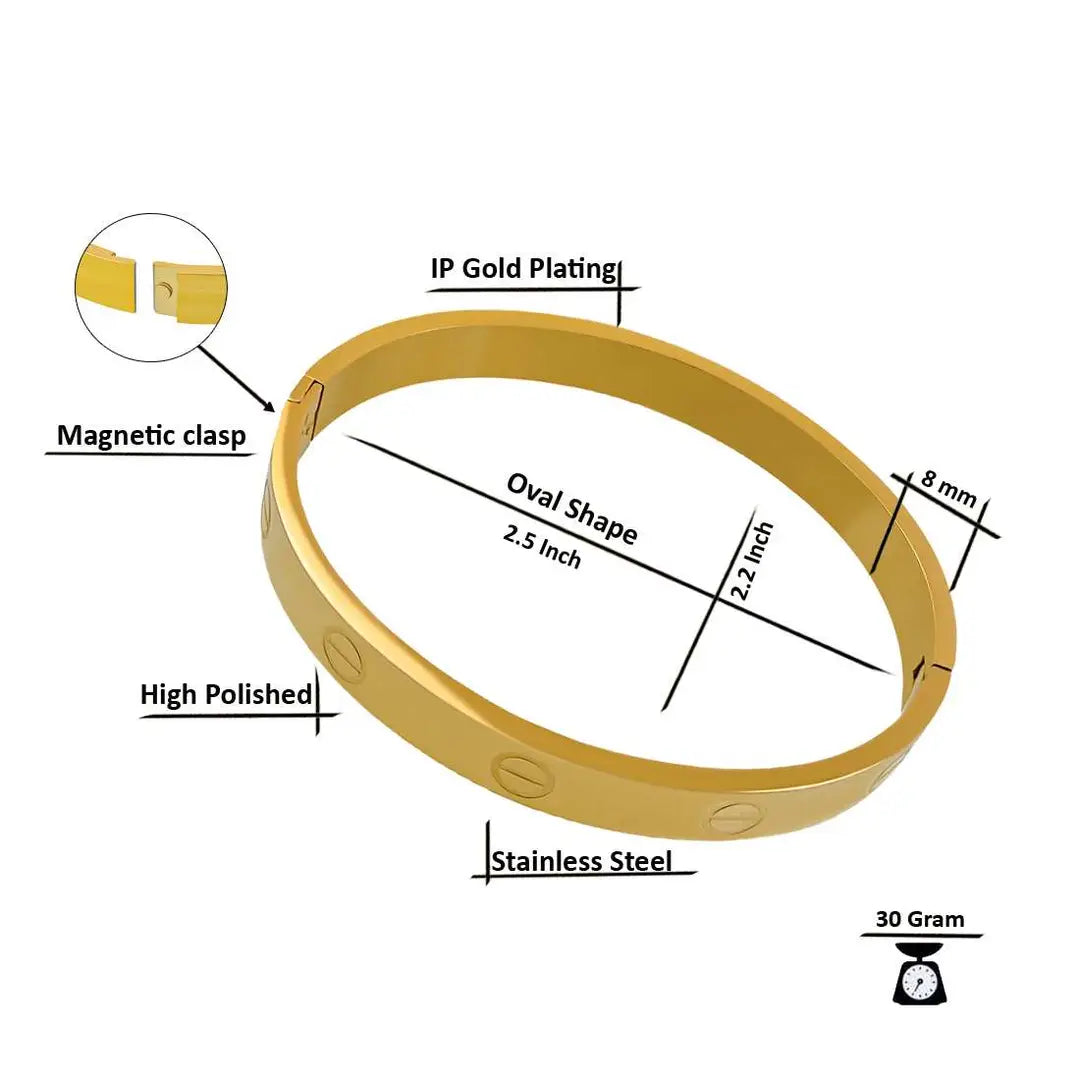 Elegant High Polished Stainless Steel Designer Gold Plated Kada For Unisex