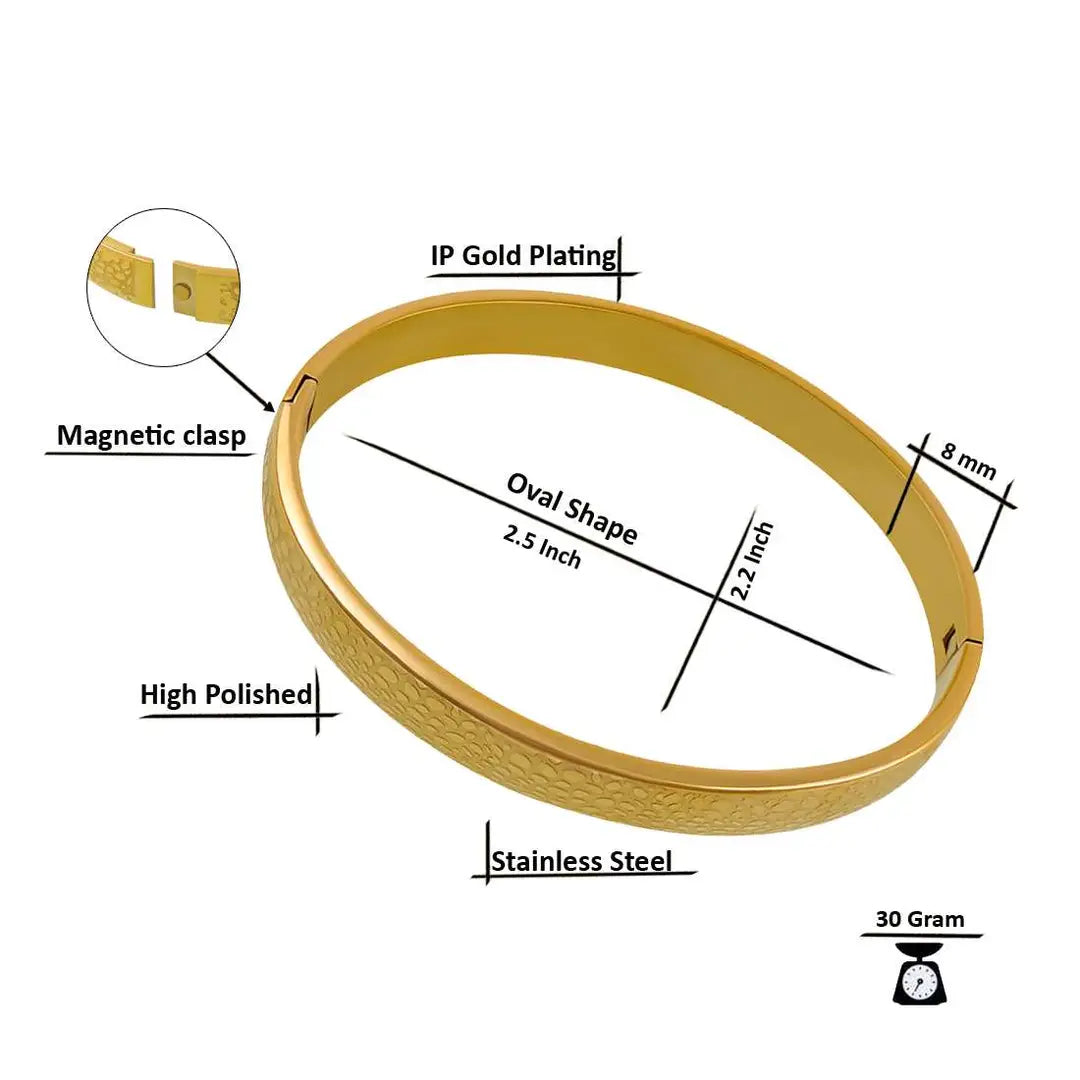 Elegant High Polished Stainless Steel Designer Gold Plated Kada For Unisex