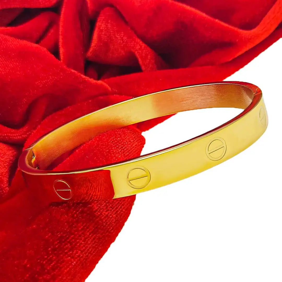 Elegant High Polished Stainless Steel Designer Gold Plated Kada For Unisex