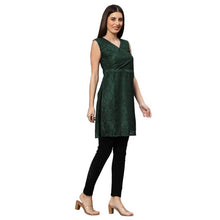 Load image into Gallery viewer, sleeve less net green  dress