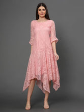Load image into Gallery viewer, round neck net peach dress