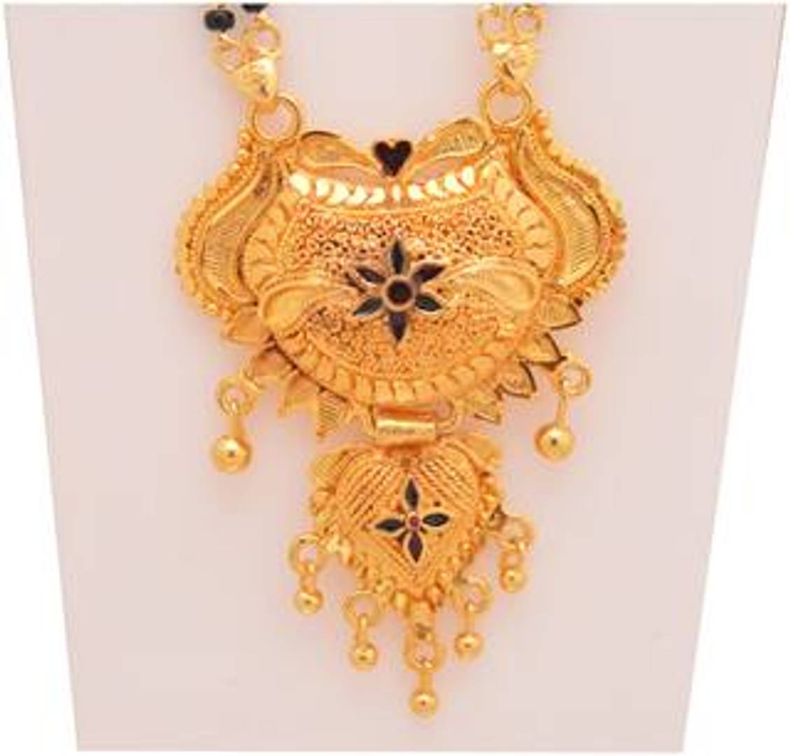 Womens Golden plated Beautiful Long Mangalsutra with Small Earring