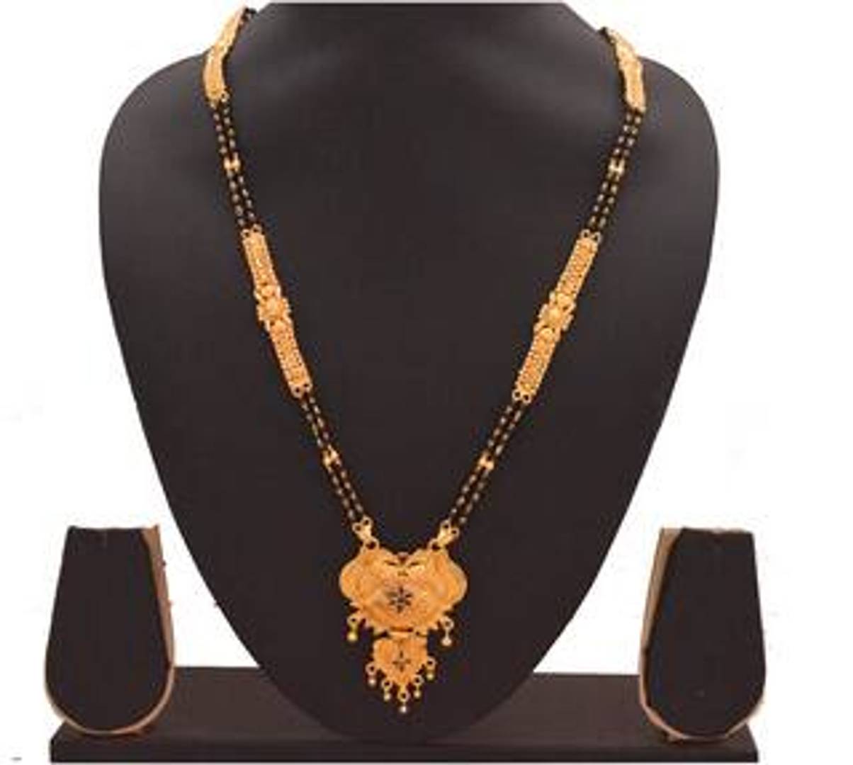 Womens Golden plated Beautiful Long Mangalsutra with Small Earring