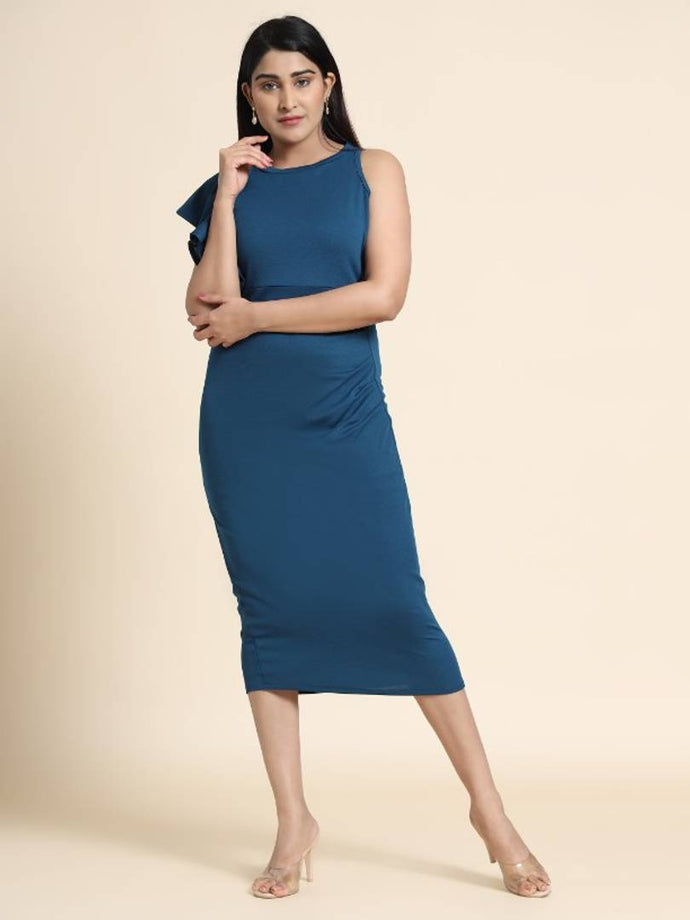 solid bodycon airforce bluedress