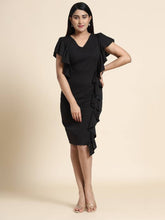 Load image into Gallery viewer, solid bodycon black dress