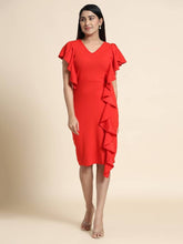 Load image into Gallery viewer, solid bodycon red dress