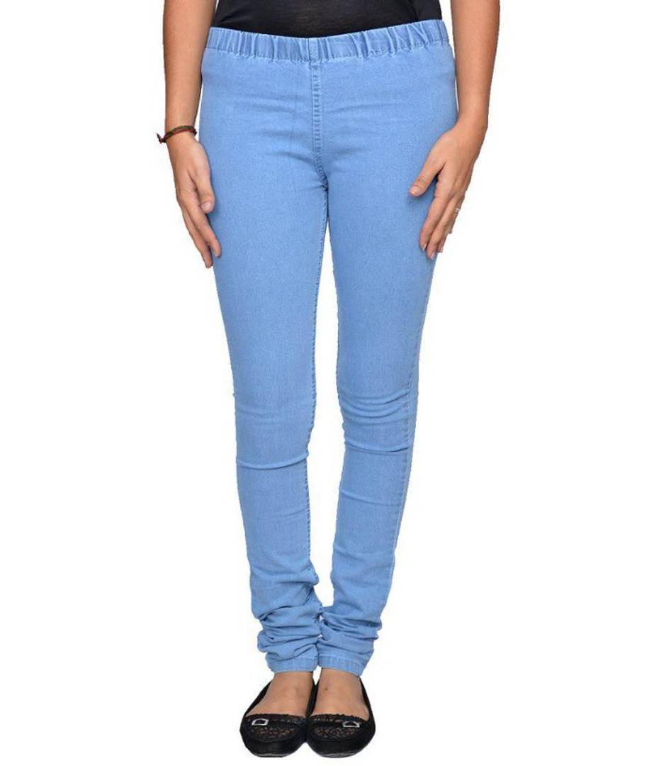 Stylish Denim Solid Jeggings For Women