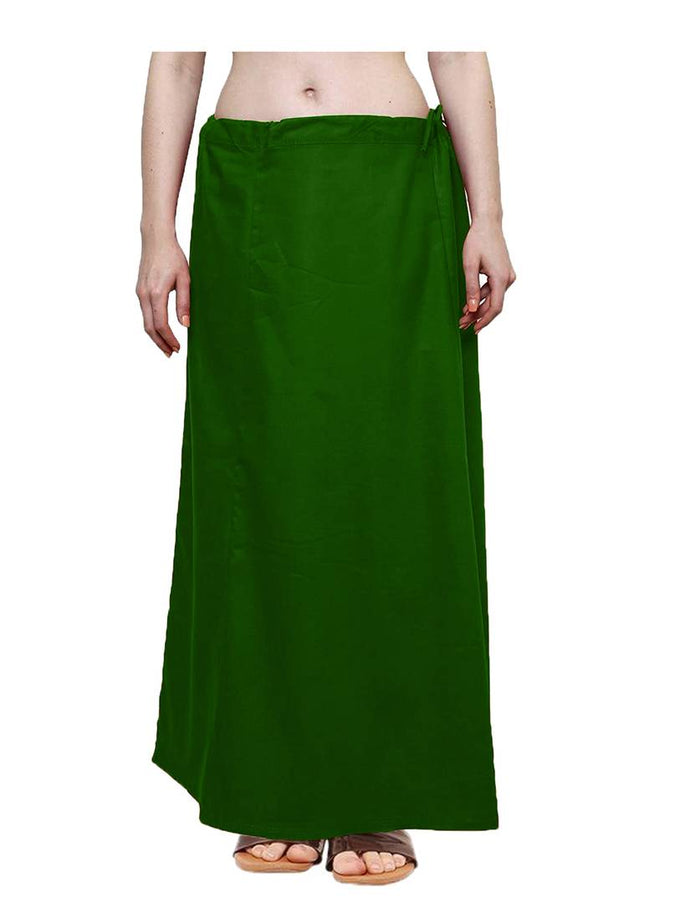 Alluring Green Cotton Solid Saree Inskirt Petticoat For Women