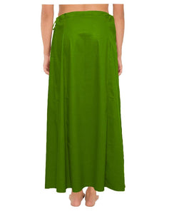Alluring Green Cotton Solid Saree Inskirt Petticoat For Women