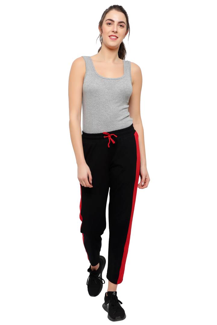 Stylish Cotton Black Solid Track Pant For Women