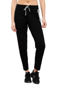 Stylish Cotton Black Solid Track Pant For Women