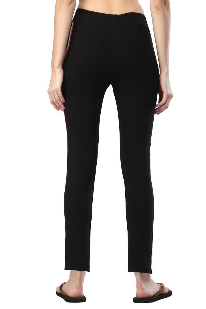 Stylish Cotton Black Striped Track Pant For Women