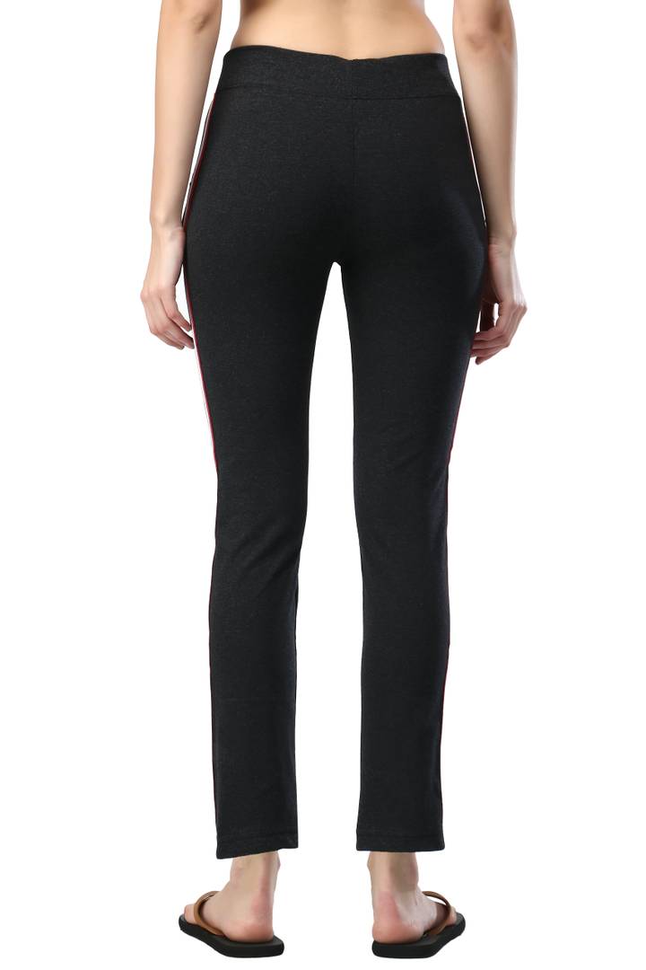 Stylish Cotton Black Striped Track Pant For Women
