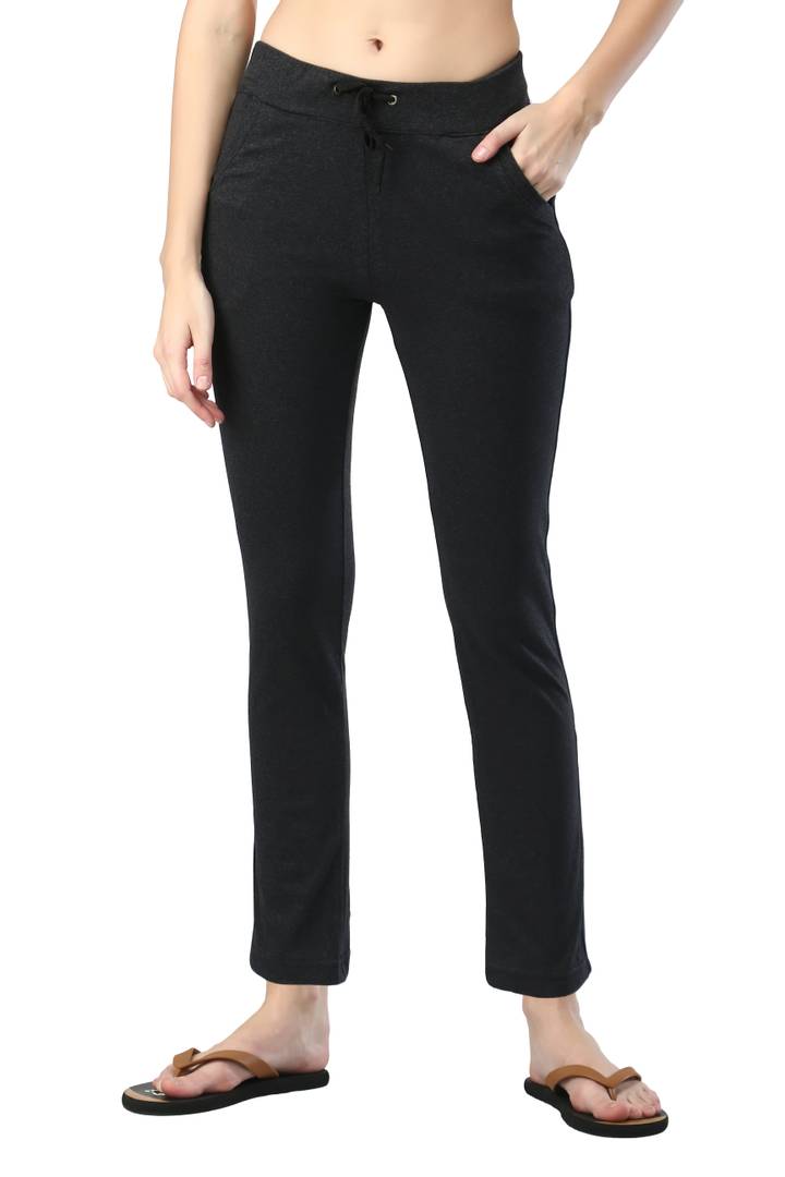 Stylish Cotton Black Striped Track Pant For Women