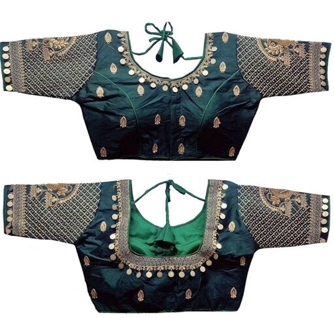 Stylish Art Silk Embellished Short Sleeves Blouse For Women