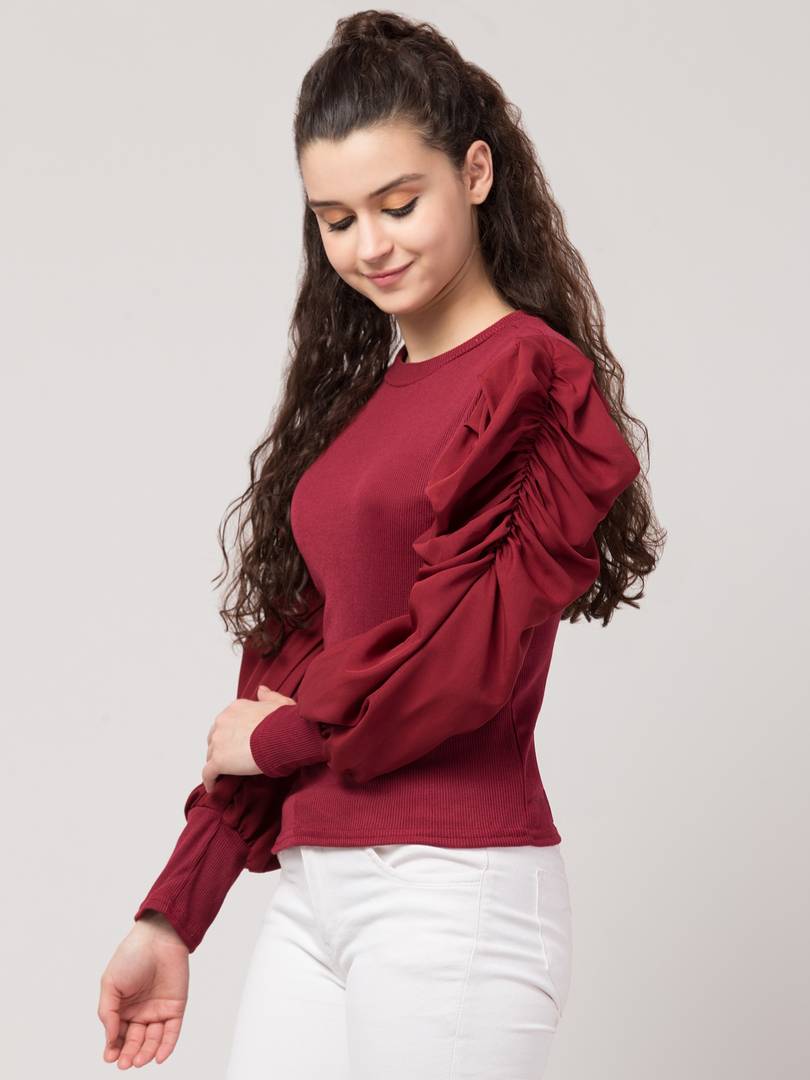 Women Maroon Casual Top