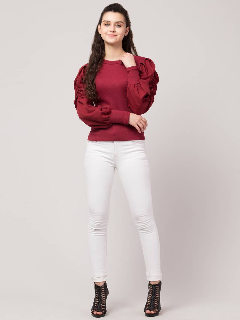 Women Maroon Casual Top