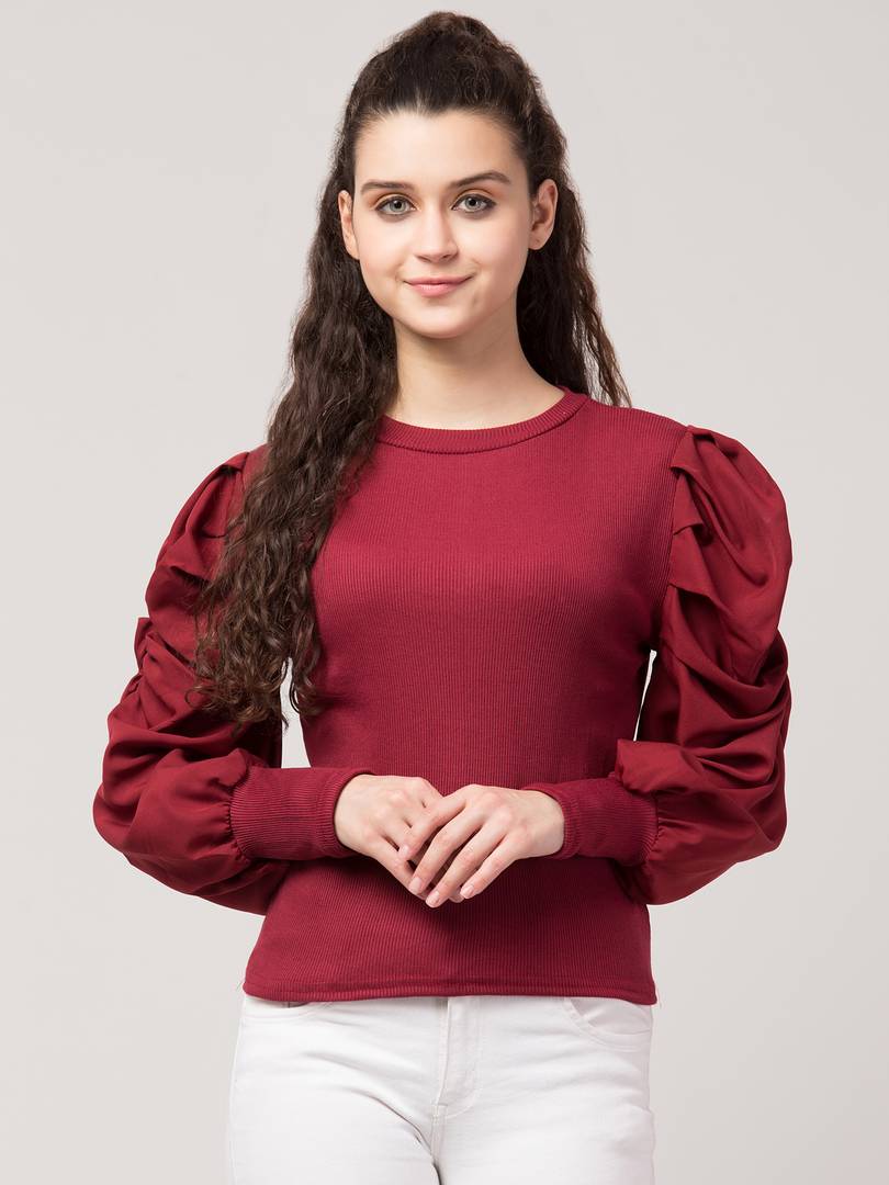 Women Maroon Casual Top