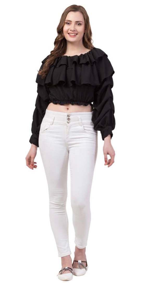 Women Black Crop Top